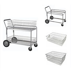 2 tier metal wire storage baskets file trolley mailcart